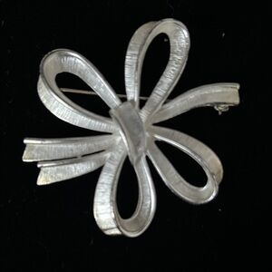 Monet Silver Ribbon Brooch